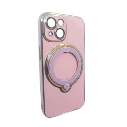 Hard Silicone Case with Camera Shield and Support Ring for Apple iPhone 14 Pink Hard Silicone Case with Camera Shield and Support Ring for Apple iPhone 14 Pink